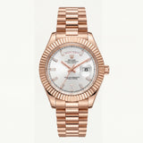 Rose Gold Day-Date President-Style Luxury Men’s Watch with Fluted Bezel