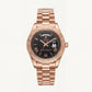 Rose Gold Day-Date President-Style Luxury Men’s Watch with Black Dial