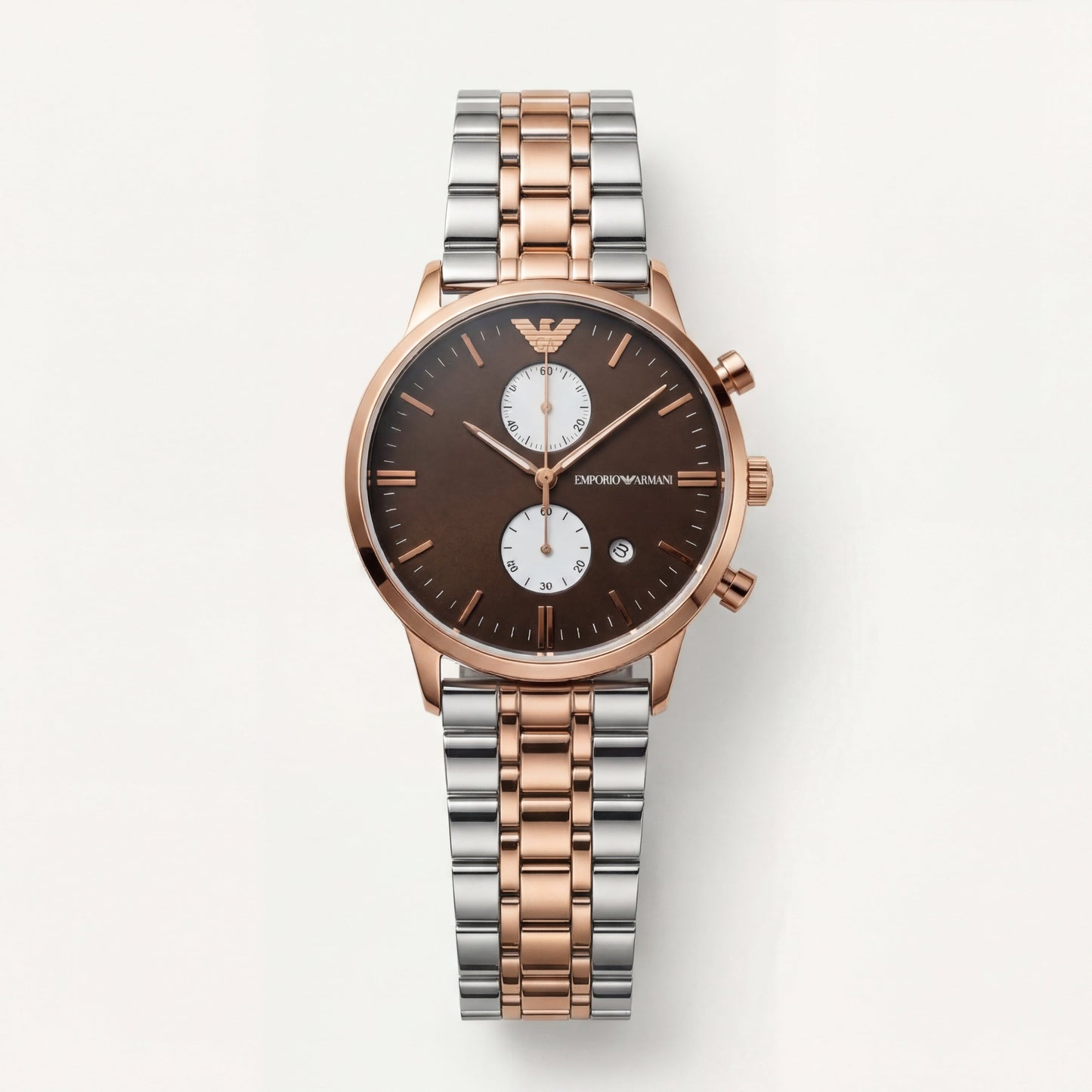 Two-Tone Rose Gold Chronograph Luxury Women’s Watch with Chocolate Brown Dial