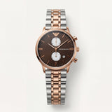 Two-Tone Rose Gold Chronograph Luxury Women’s Watch with Chocolate Brown Dial