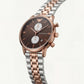Two-Tone Rose Gold Chronograph Luxury Women’s Watch with Chocolate Brown Dial