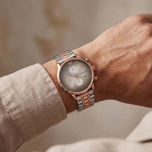 Two-Tone Rose Gold Chronograph Luxury Women’s Watch with Champagne Dial