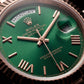 Rose Gold Day-Date President-Style Luxury Men’s Watch with Emerald Green Dial