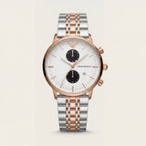 Rose Gold & Silver Dual-Tone Chronograph Men’s Watch with White Dial