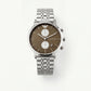 Silver Stainless Steel Chronograph Men’s Watch with Mocha Brown Dial