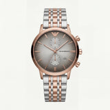 Rose Gold & Silver Chronograph Men’s Watch with Slate Grey Sunburst Dial