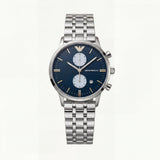 Silver Stainless Steel Chronograph Luxury Women’s Watch with Deep Blue Dial