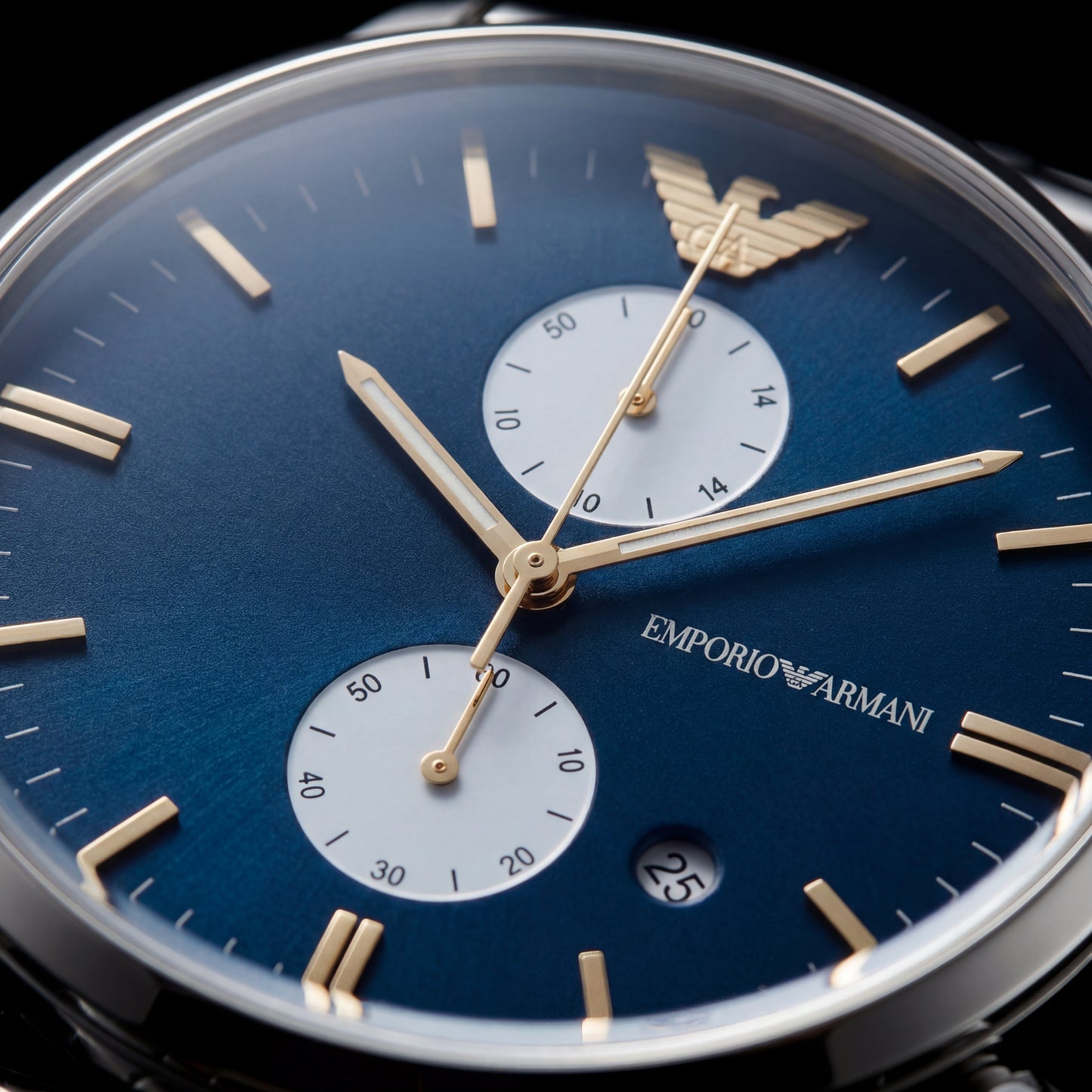 Silver Stainless Steel Chronograph Luxury Women’s Watch with Deep Blue Dial