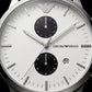 Silver Stainless Steel Chronograph Men’s Watch with White Dial