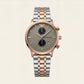 Rose Gold & Silver Chronograph Men’s Watch with Olive Grey Dial