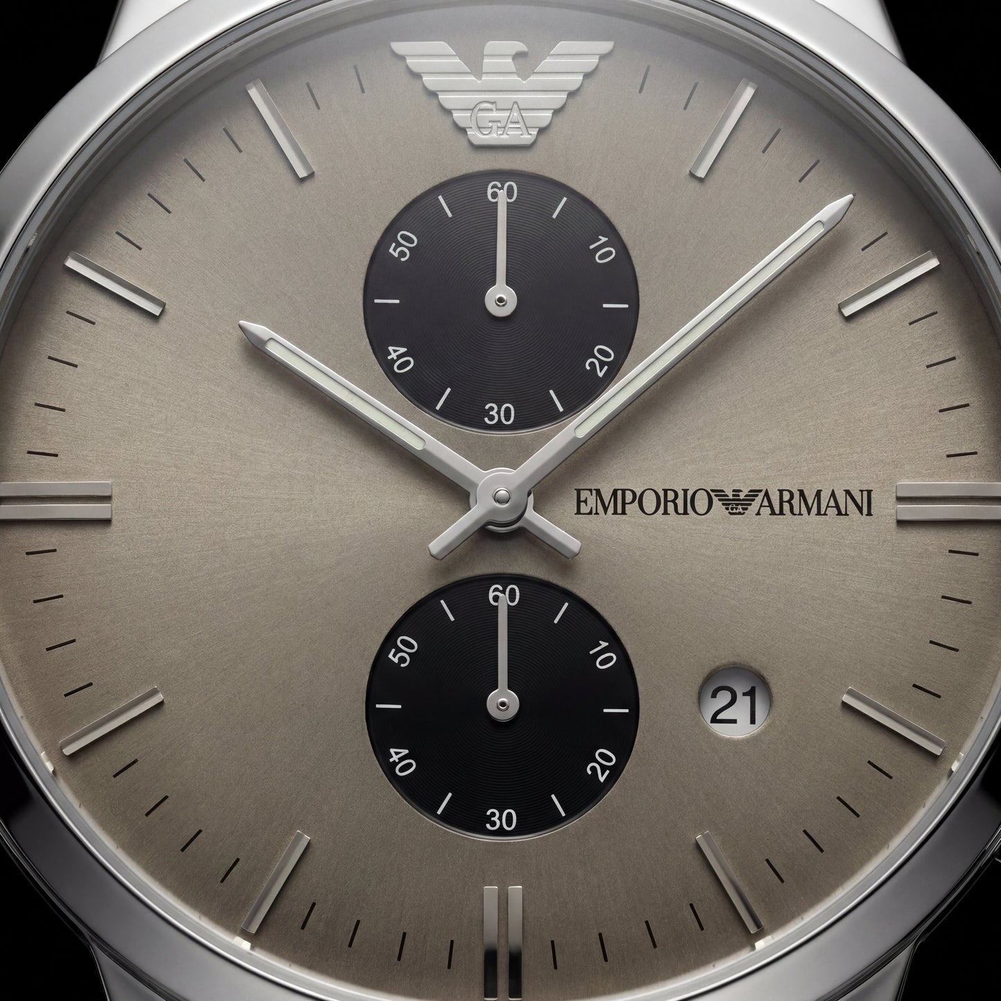 Champagne Grey Chronograph Men’s Watch with Full Silver Stainless Steel Bracelet