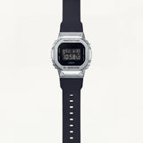 Silver Digital Luxury Watch with Black Resin Strap