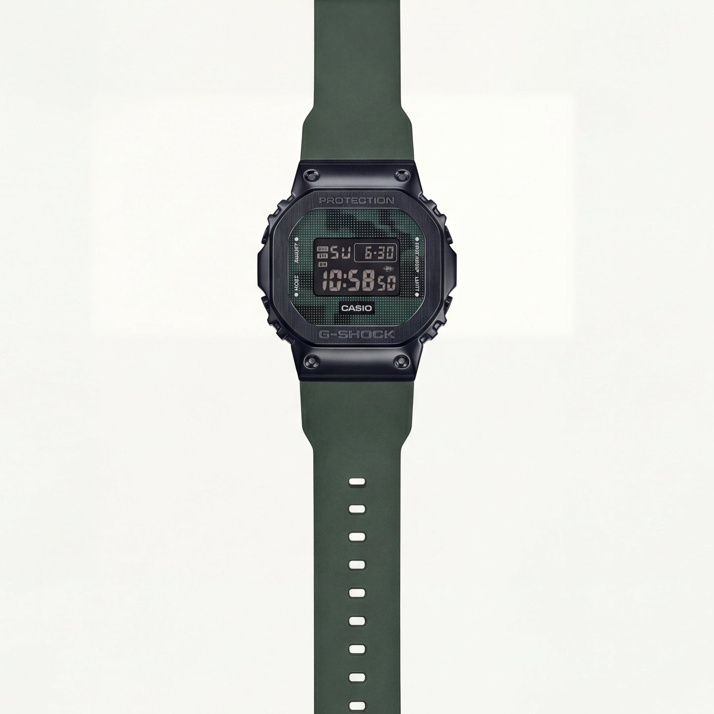 Olive Green Digital Shock-Resistant Men’s Watch with Tactical Resin Strap