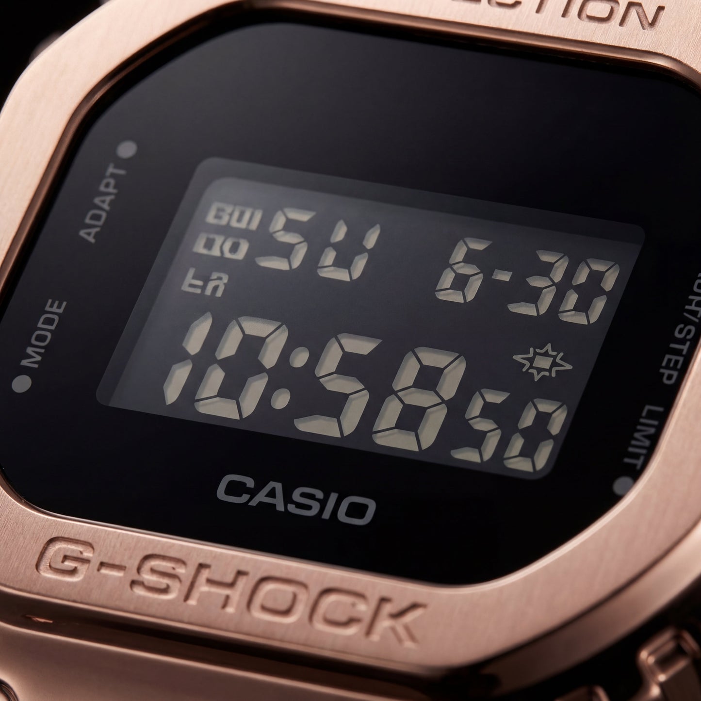 Rose Gold Digital Shock-Resistant Men’s Watch with Black Resin Strap