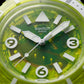 Neon Green Transparent Dive-Style Men’s Watch with White Sport Strap