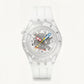 White Transparent Skeleton Dive-Style Men’s Watch with Multicolor Hands