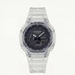 Transparent Ice-Clear Tactical Men’s Watch with Black Digital-Analog Dial