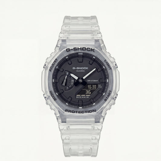 Transparent Ice-Clear Tactical Men’s Watch with Black Digital-Analog Dial
