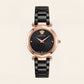 Rose Gold Case Black Textured Dial Luxury Medusa Bracelet Watch – Women