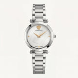 Silver Stainless Steel Case White Textured Dial Luxury Medusa Bracelet Watch – Women