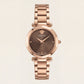Rose Gold Stainless Steel Case Brown Textured Dial Luxury Medusa Bracelet Watch – Women