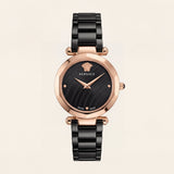 Rose Gold Case Black Textured Dial Luxury Medusa Bracelet Watch – Women