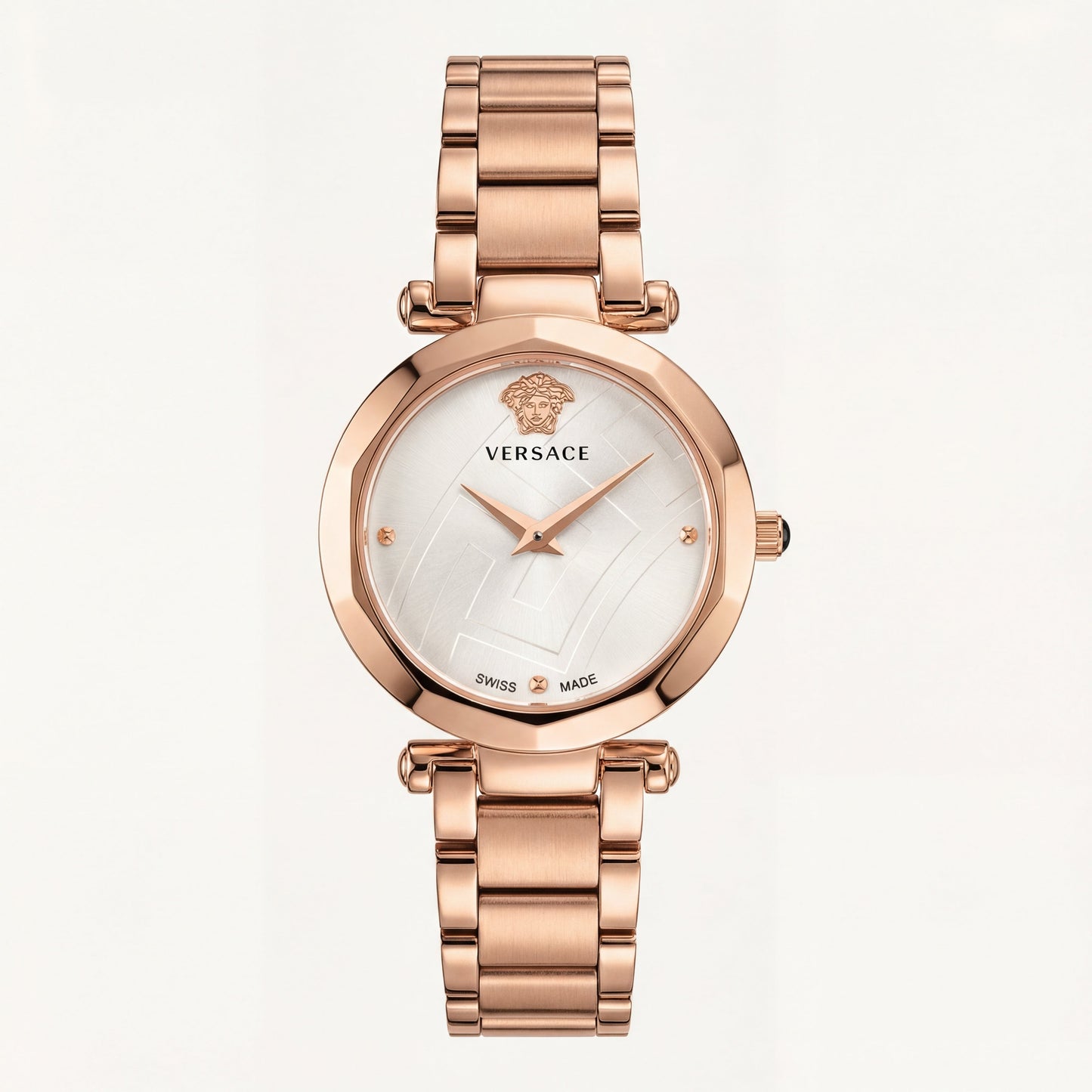 Rose Gold Stainless Steel Case Ivory White Dial Luxury Medusa Bracelet Watch – Women