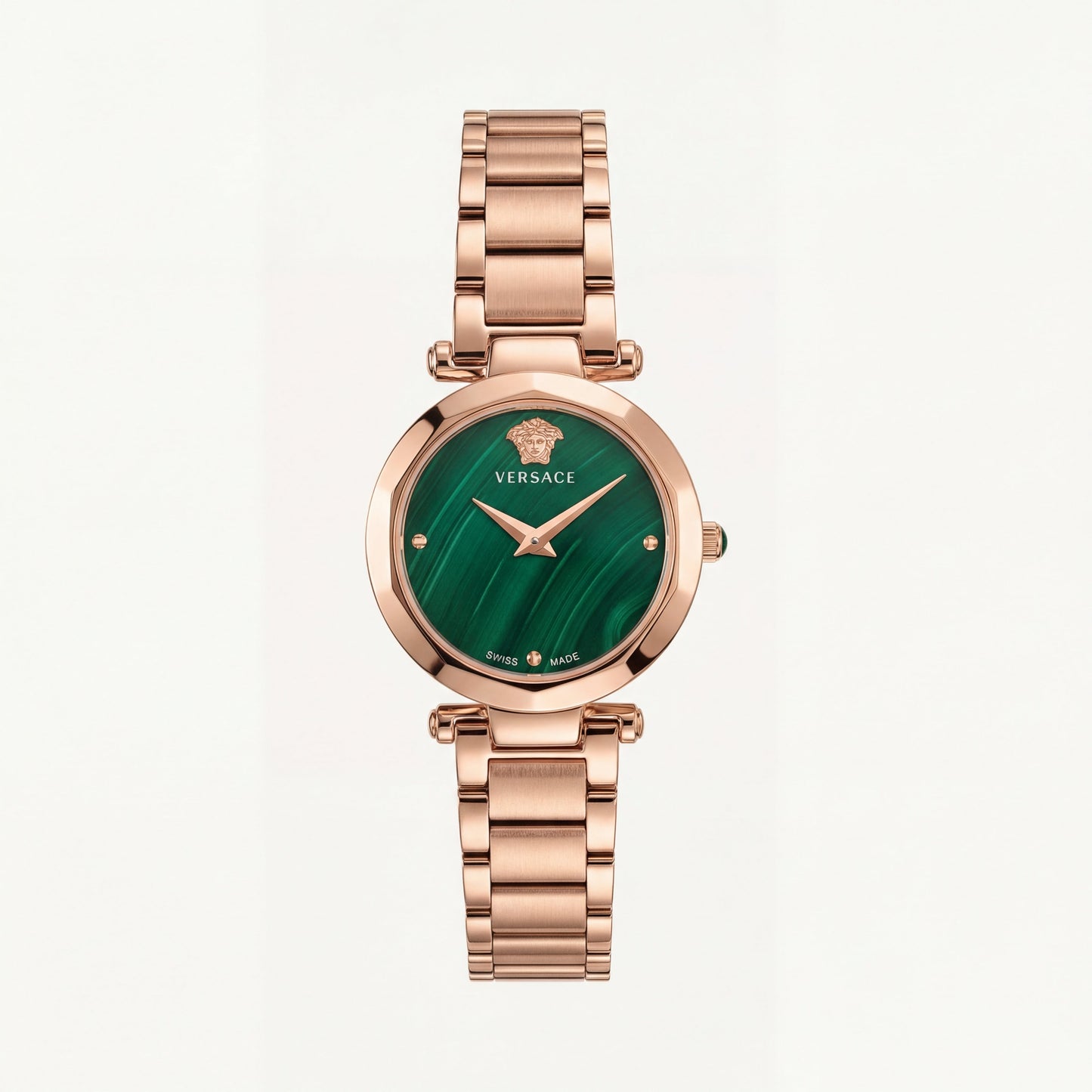 Rose Gold Stainless Steel Case Emerald Green Dial Luxury Medusa Bracelet Watch – Women