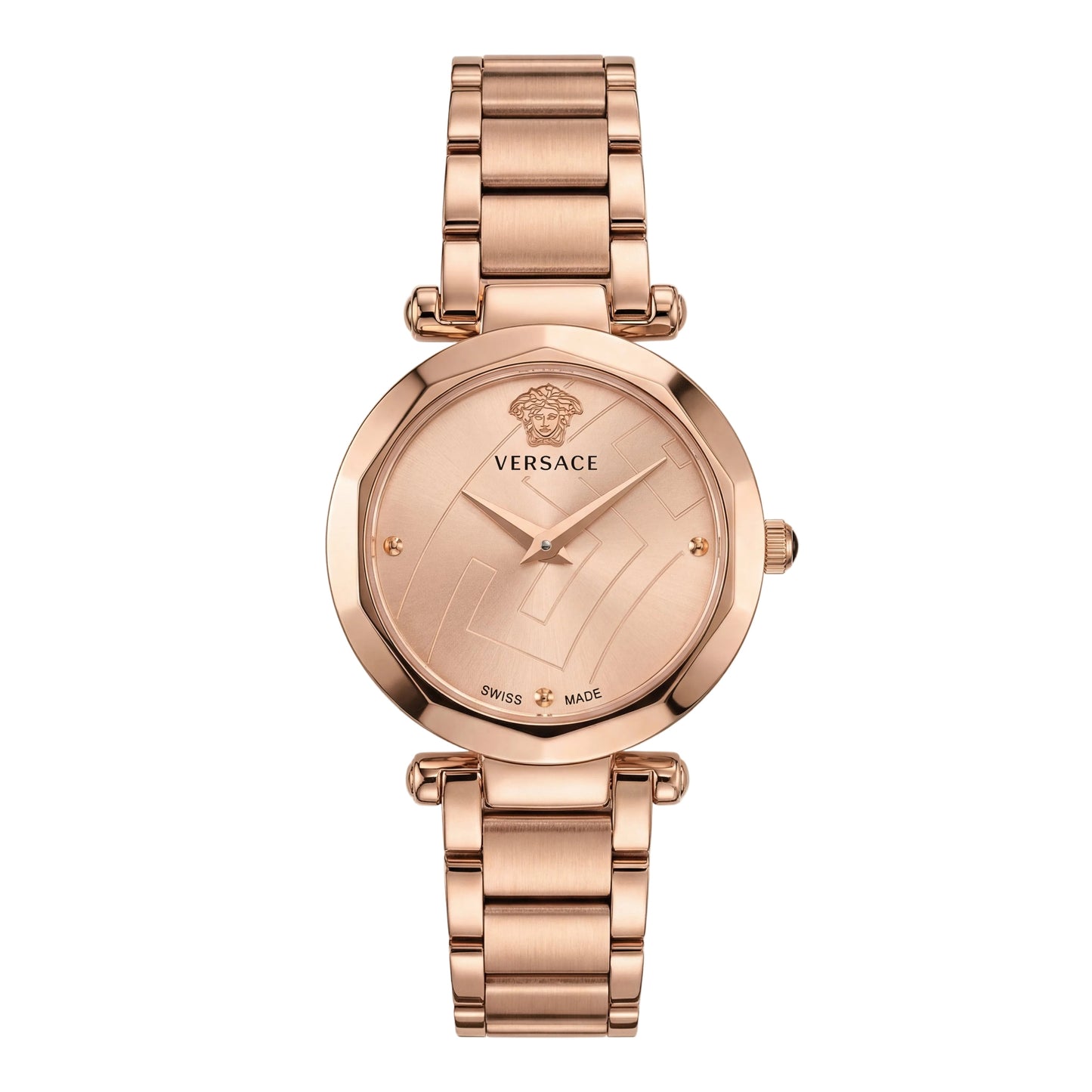 Rose Gold Stainless Steel Case Champagne Dial Luxury Medusa Bracelet Watch – Women