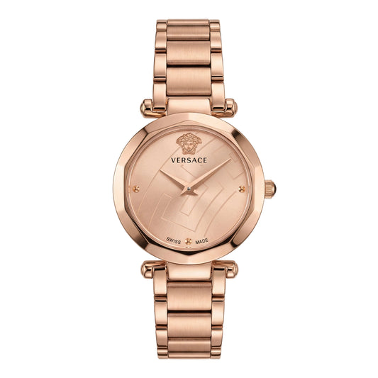 Rose Gold Stainless Steel Case Champagne Dial Luxury Medusa Bracelet Watch – Women