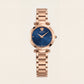 Rose Gold Stainless Steel Case Royal Blue Dial Luxury Medusa Bracelet Watch – Women