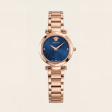 Rose Gold Stainless Steel Case Royal Blue Dial Luxury Medusa Bracelet Watch – Women