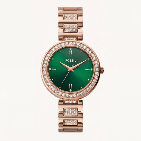 Emerald Royale Luxury Watch – Rose Gold Crystal Edition