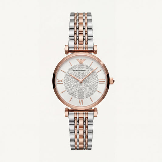 Diamond Aura Pavé Watch – Two-Tone Rose Edition