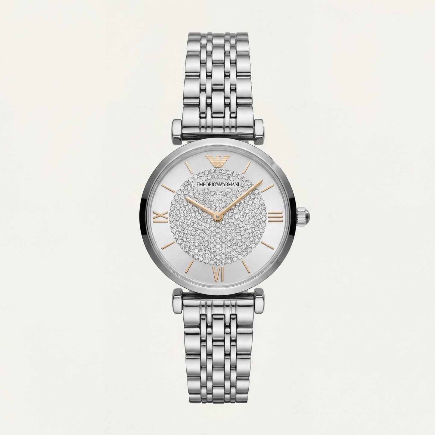 Silver Crystal Statement Watch – Diamond Dial Edition