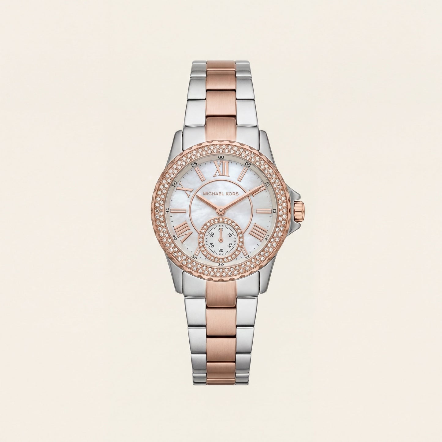 Celeste Radiance Crystal Watch – Two-Tone Rose Edition