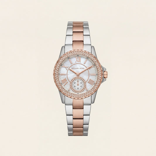 Celeste Radiance Crystal Watch – Two-Tone Rose Edition