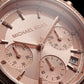 Blush Rose Gold Crystal Bezel Chronograph Pink Bracelet Watch