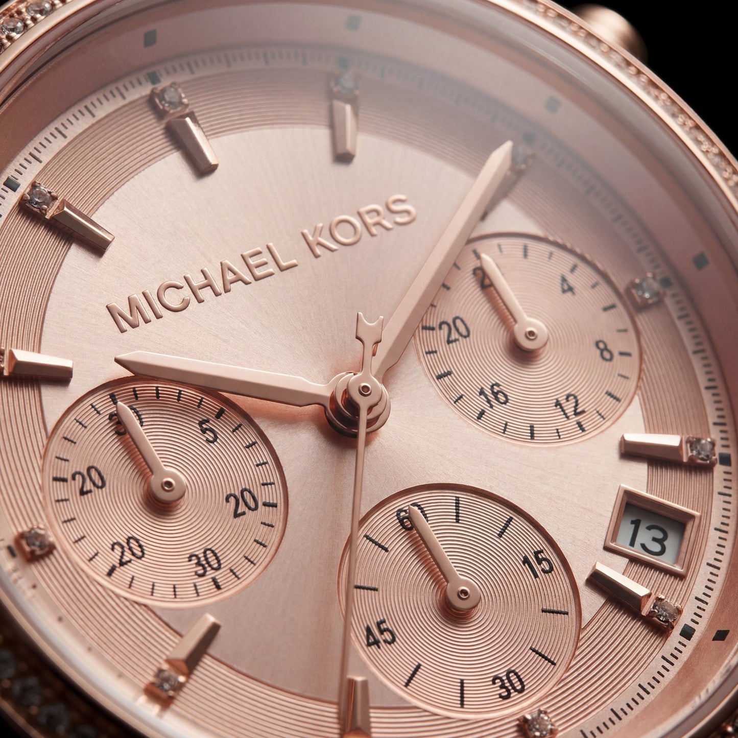 Blush Rose Gold Crystal Bezel Chronograph Pink Bracelet Watch