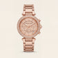 Rose Gold Crystal Bezel Chronograph Multi-Dial Bracelet Watch