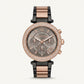 Rose Gold Crystal Bezel Smoke Grey Dial Two-Tone Chronograph Watch
