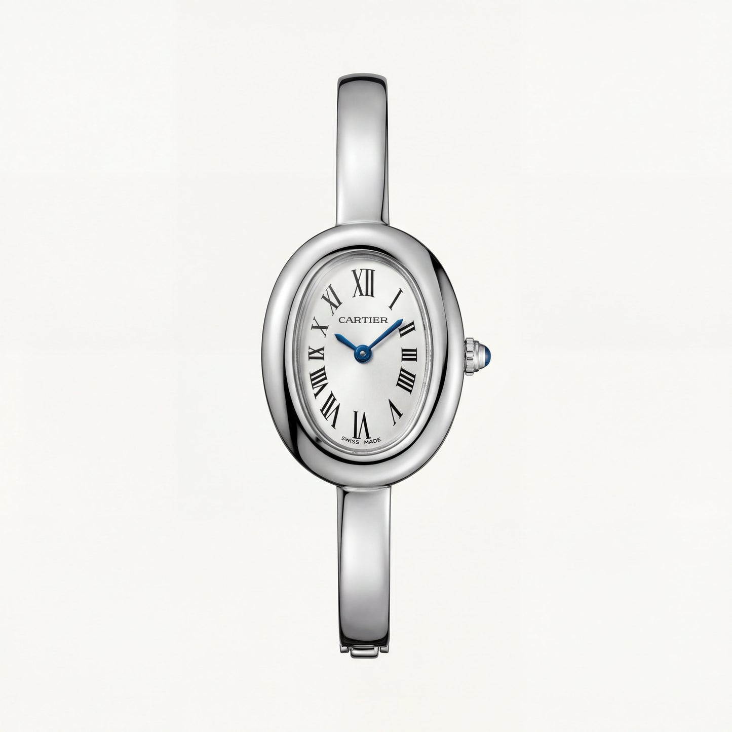 Oval Silver Roman Dial Bangle Watch – Timeless Parisian Elegance Edition