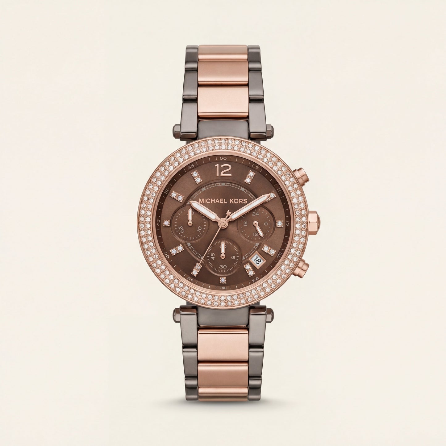 Mocha Rose Two-Tone Crystal Chronograph – Luxe Signature Edition