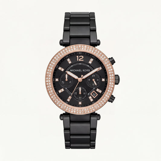 Midnight Rose Black Crystal Chronograph – Signature Luxe Edition