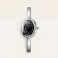 Midnight Oval Roman Dial Bangle Watch – Silver Heritage Luxe Edition