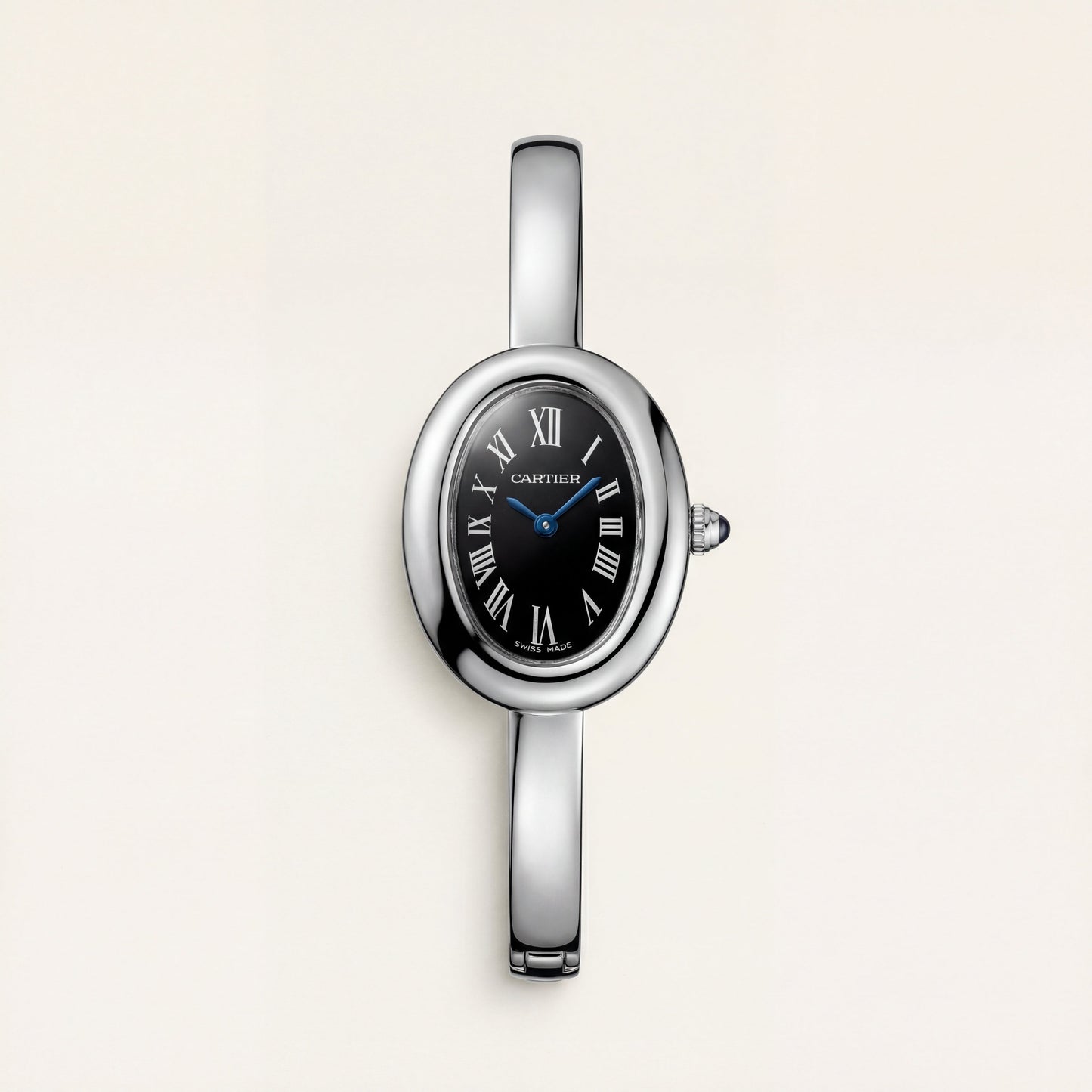 Midnight Oval Roman Dial Bangle Watch – Silver Heritage Luxe Edition