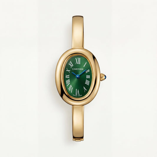 Emerald Oval Roman Dial Bangle Watch – Gold Prestige Heritage Edition