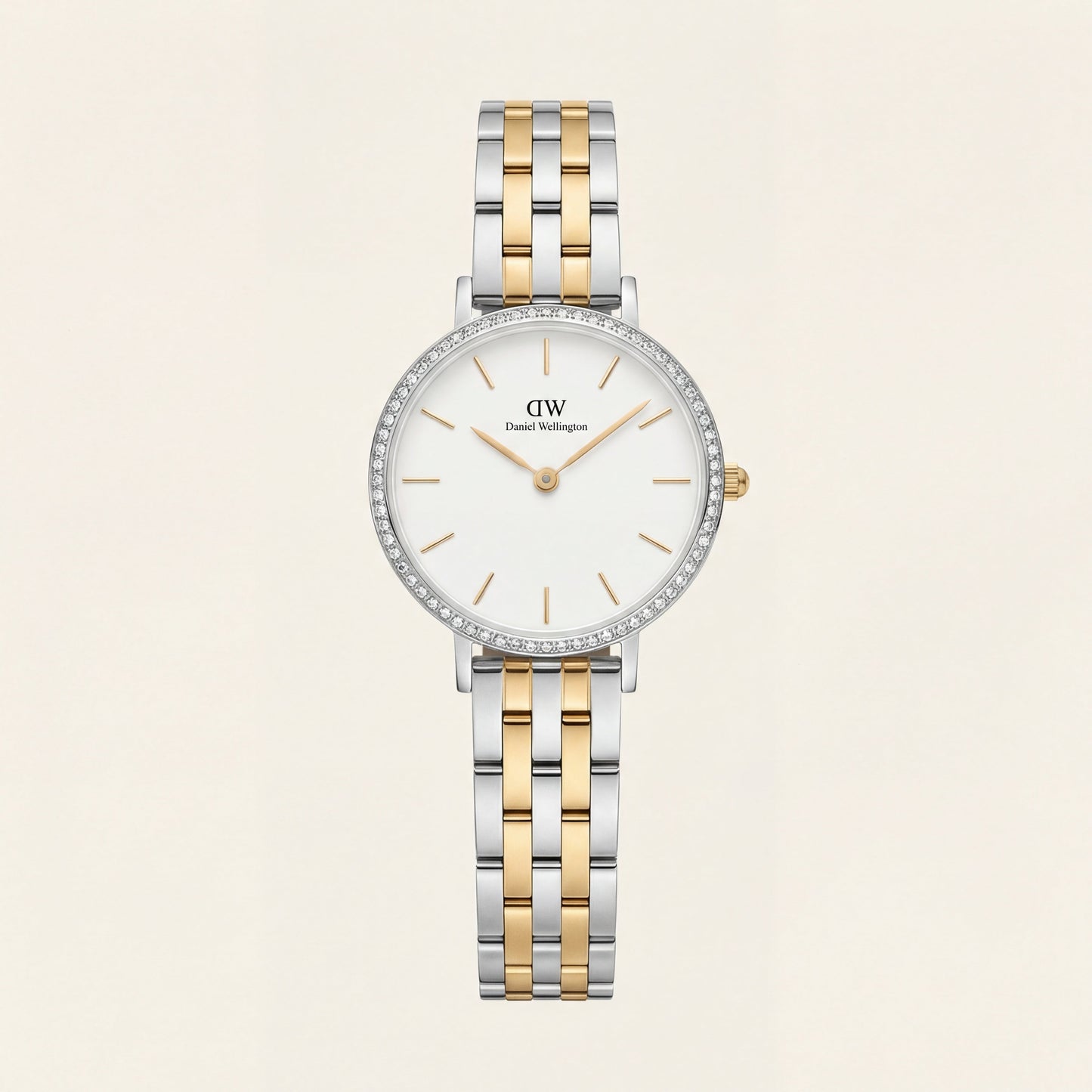 Ivory Crystal Bezel Two-Tone Watch – Slim Luxe Signature Edition