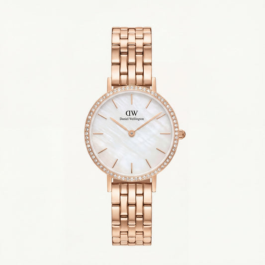 Blush Pearl Crystal Watch – Rose Gold Luxe Edition