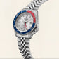 Silver Dial Pepsi GMT Steel Watch